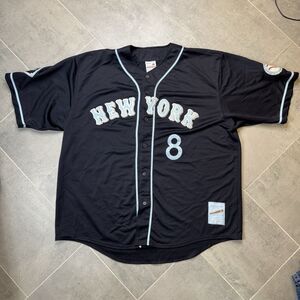 Vintage Evolution New York Baseball Jersey Men 3XL Navy #8 Y2K